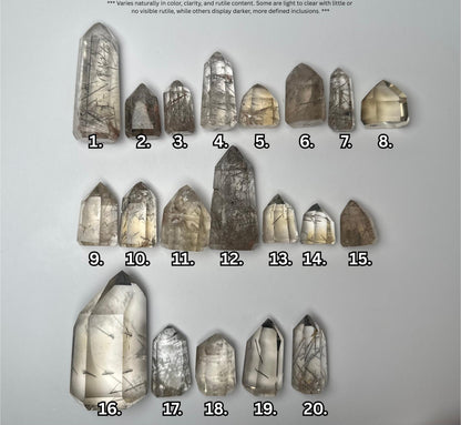 RARE Citrine & Clear Quartz with Rutile – You Pick | Polished Towers | Needle Inclusion Quartz Points | Natural Yellow and Clear Specimens