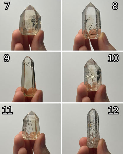 RARE Citrine & Clear Quartz with Rutile – You Pick | Polished Towers | Needle Inclusion Quartz Points | Natural Yellow and Clear Specimens