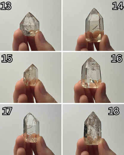 RARE Citrine & Clear Quartz with Rutile – You Pick | Polished Towers | Needle Inclusion Quartz Points | Natural Yellow and Clear Specimens