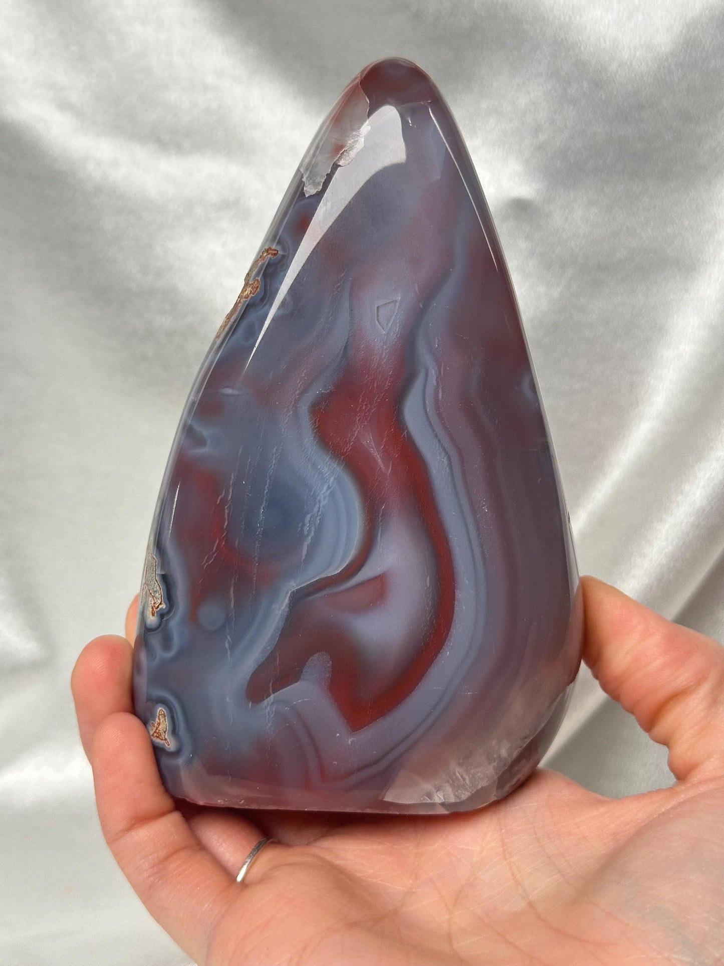 Swazi Agate Freeform from Mozambique | Natural Banded Agate Crystal | Polished Standing Mineral Specimen for Collectors & Display