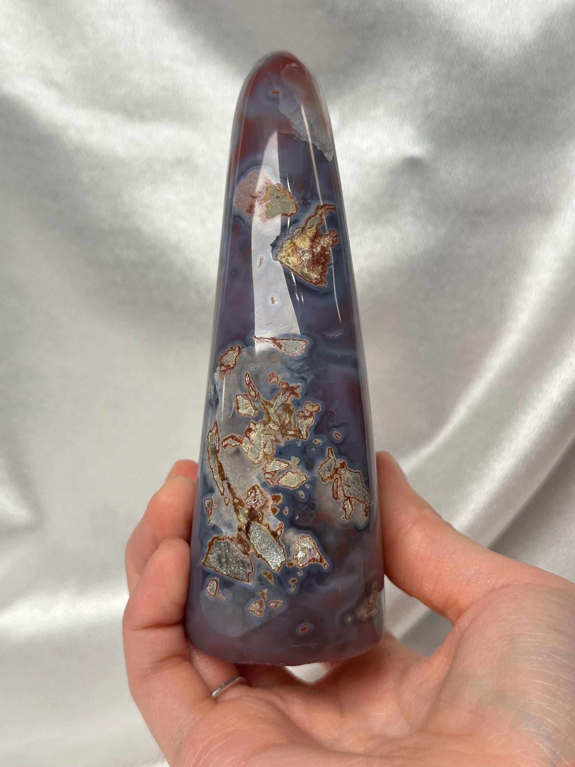 Swazi Agate Freeform from Mozambique | Natural Banded Agate Crystal | Polished Standing Mineral Specimen for Collectors & Display