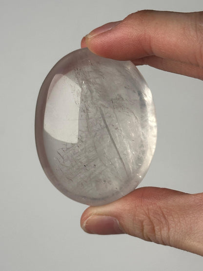HQ Rose Girasol Quartz Palm Stone with Asterism Star | Natural Pink Quartz Hand Stone | Polished Mineral Specimen for Collectors & Display