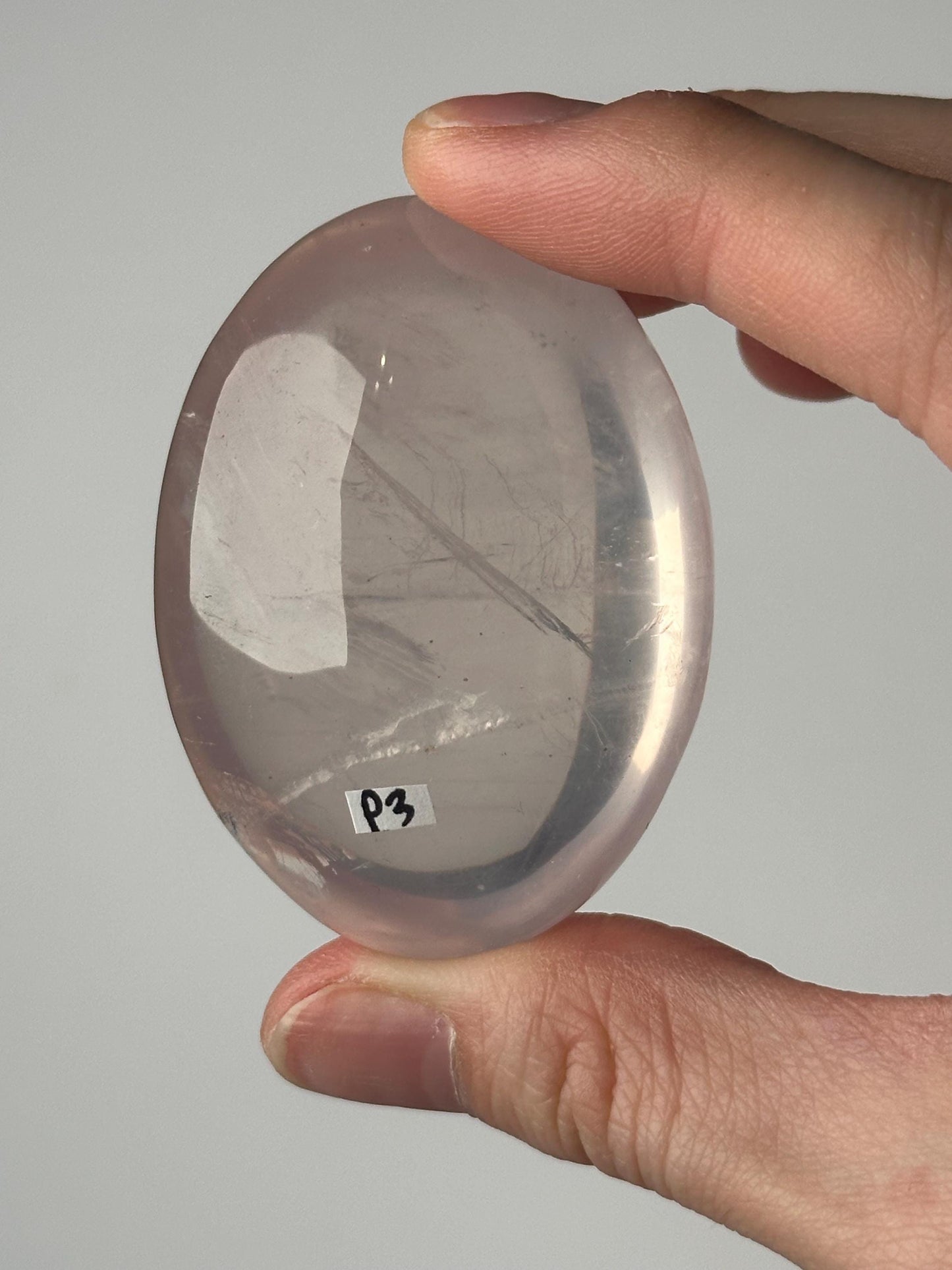 HQ Rose Girasol Quartz Palm Stone with Asterism Star | Natural Pink Quartz Hand Stone | Polished Mineral Specimen for Collectors & Display