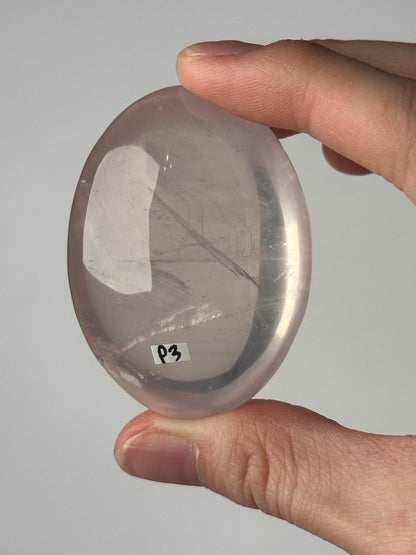 HQ Rose Girasol Quartz Palm Stone with Asterism Star | Natural Pink Quartz Hand Stone | Polished Mineral Specimen for Collectors & Display