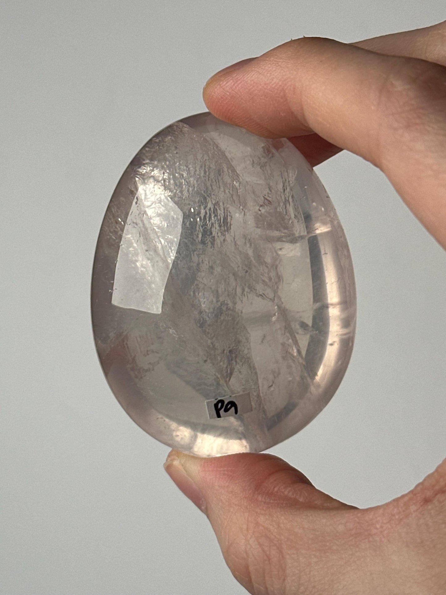 HQ Rose Girasol Quartz Palm Stone with Asterism Star | Natural Pink Quartz Hand Stone | Polished Mineral Specimen for Collectors & Display