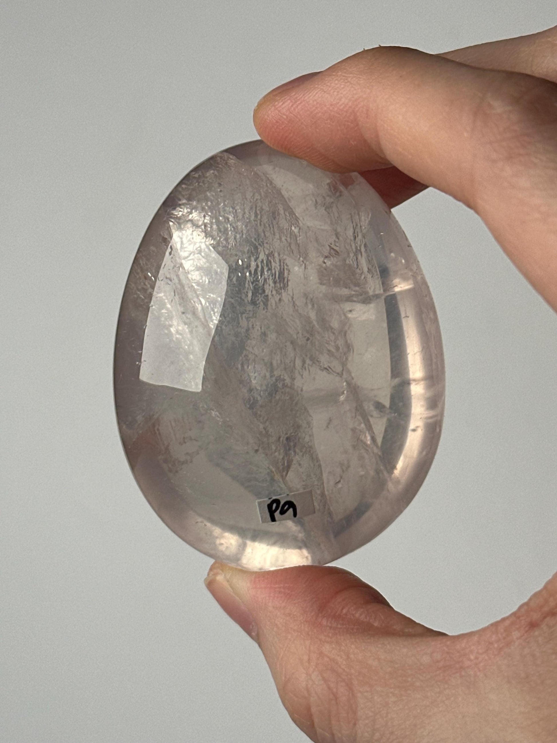 HQ Rose Girasol Quartz Palm Stone with Asterism Star | Natural Pink Quartz Hand Stone | Polished Mineral Specimen for Collectors & Display
