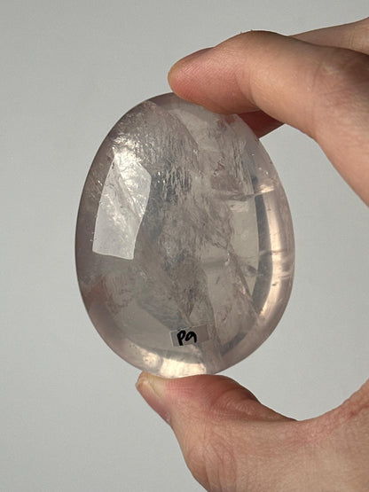 HQ Rose Girasol Quartz Palm Stone with Asterism Star | Natural Pink Quartz Hand Stone | Polished Mineral Specimen for Collectors & Display