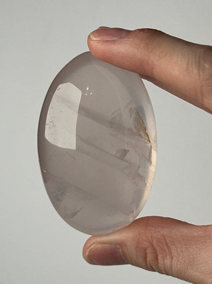 HQ Rose Girasol Quartz Palm Stone with Asterism Star | Natural Pink Quartz Hand Stone | Polished Mineral Specimen for Collectors & Display