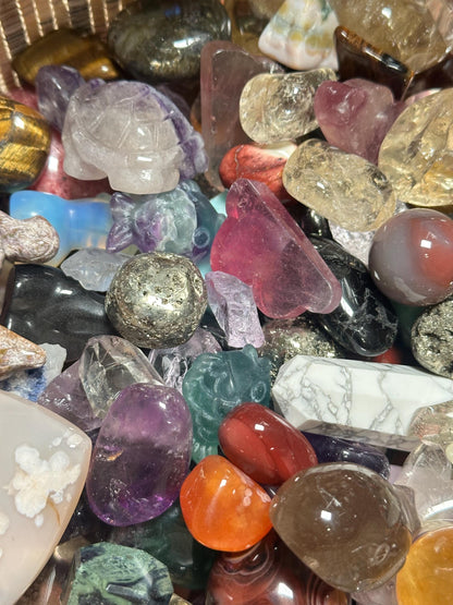 Assorted Crystal Confetti Mix | Tumbles, Palmstones, Minis & Mineral Specimens | No Duplicates | Blind Scoop Crystal Assortment
