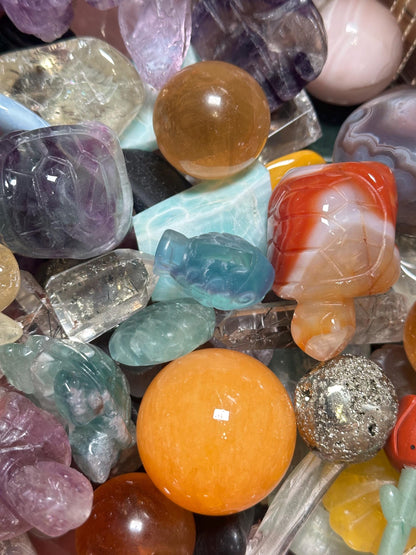 Assorted Crystal Confetti Mix | Tumbles, Palmstones, Minis & Mineral Specimens | No Duplicates | Blind Scoop Crystal Assortment