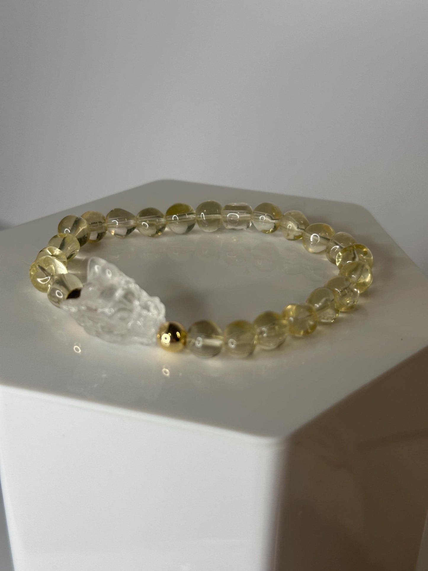 Natural Brazilian Citrine Freeform Bead Bracelet | Clear Quartz Dragon Focal Bead | 18k Gold Filled Accent Beads | Handmade Gemstone Jewelry