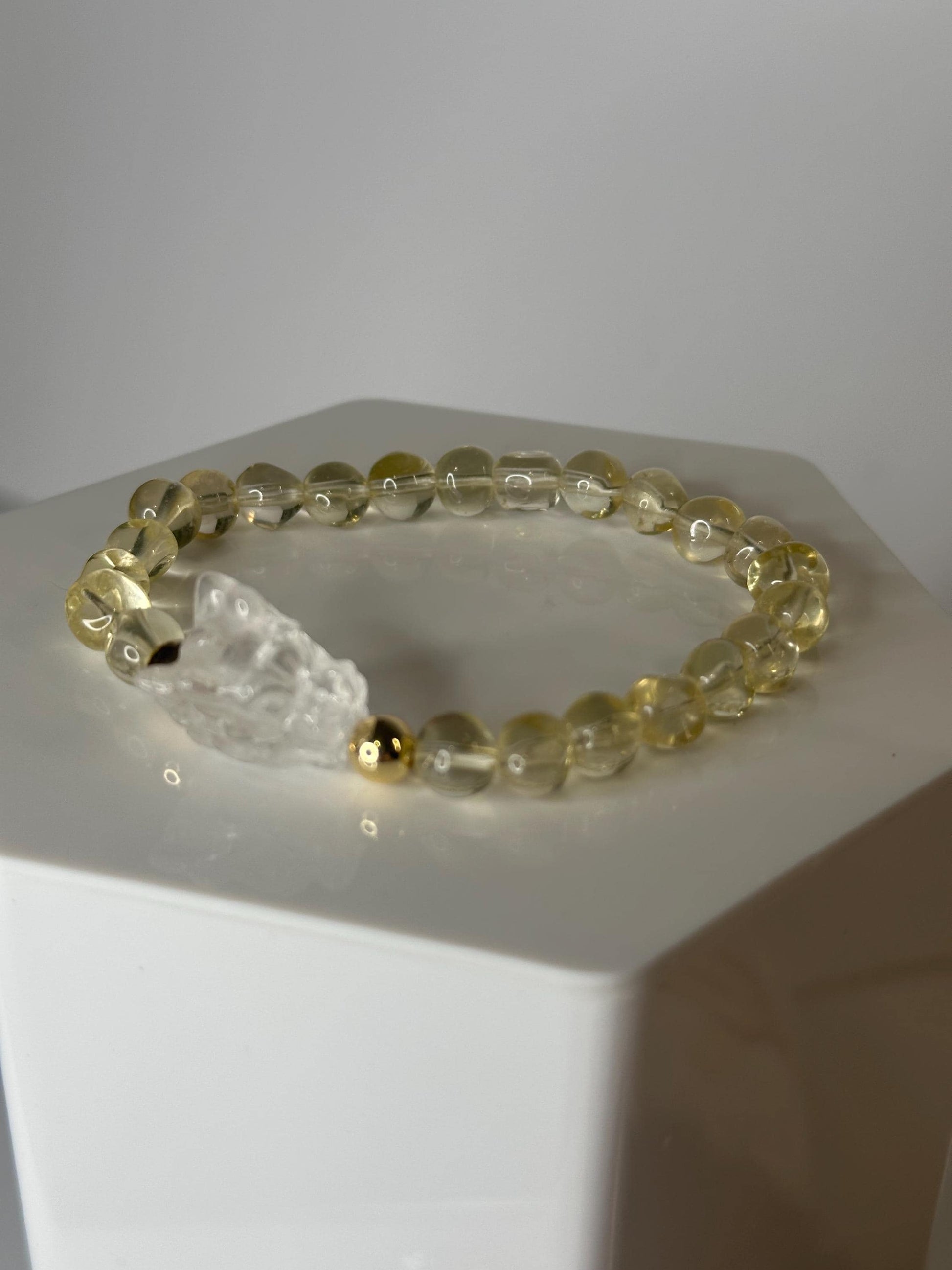 Natural Brazilian Citrine Freeform Bead Bracelet | Clear Quartz Dragon Focal Bead | 18k Gold Filled Accent Beads | Handmade Gemstone Jewelry