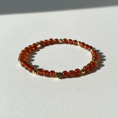 Spessartine Garnet Bracelet | Natural Garnet Beads | 14k Gold Plated Spacer Beads | Handmade Gemstone Beaded Jewelry Bracelet