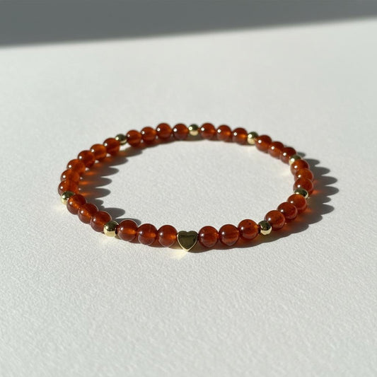 Spessartine Garnet Bracelet | Natural Garnet Beads | 14k Gold Plated Spacer Beads | Handmade Gemstone Beaded Jewelry Bracelet
