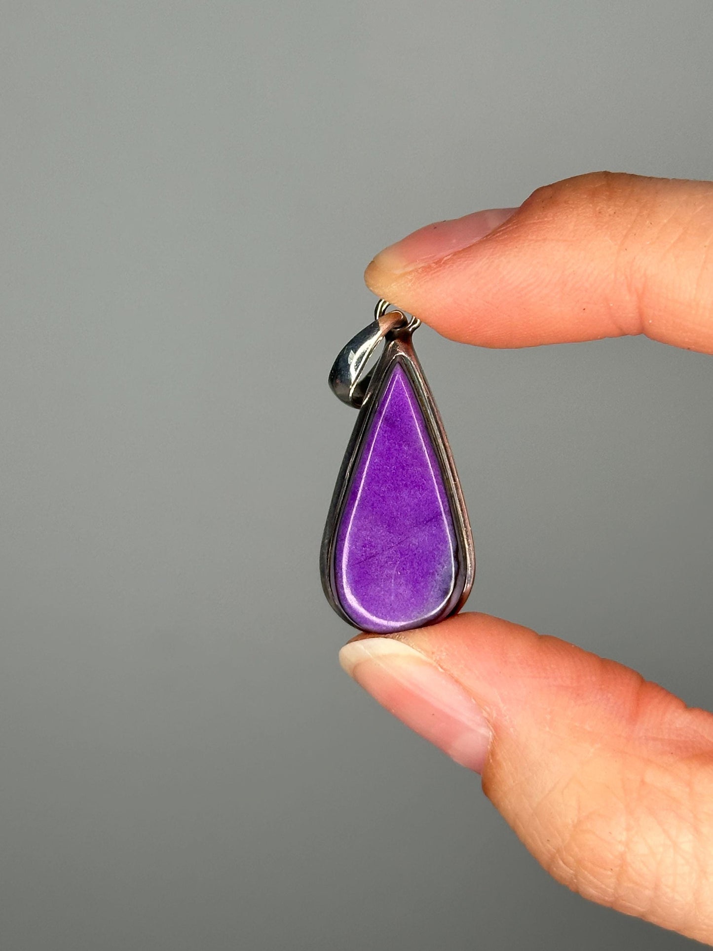 Sugilite Sterling Silver Pendant | Natural Purple Gemstone Jewelry | Polished Cabochon Setting for Collectors and Wear