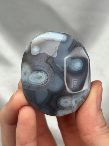 Swazi Agate Palm Stone | Natural Banded Agate Hand Stone | Smooth Polished Mineral Specimen for Collectors & Display