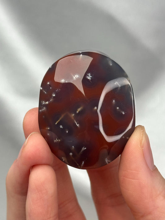 Swazi Agate Palm Stone | Natural Banded Agate Hand Stone | Smooth Polished Mineral Specimen for Collectors & Display