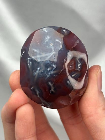 Swazi Agate Palm Stone | Natural Banded Agate Hand Stone | Smooth Polished Mineral Specimen for Collectors & Display