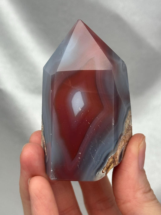 Swazi Agate Tower | Natural Banded Agate Crystal Point | Polished Standing Mineral Specimen for Collectors & Display