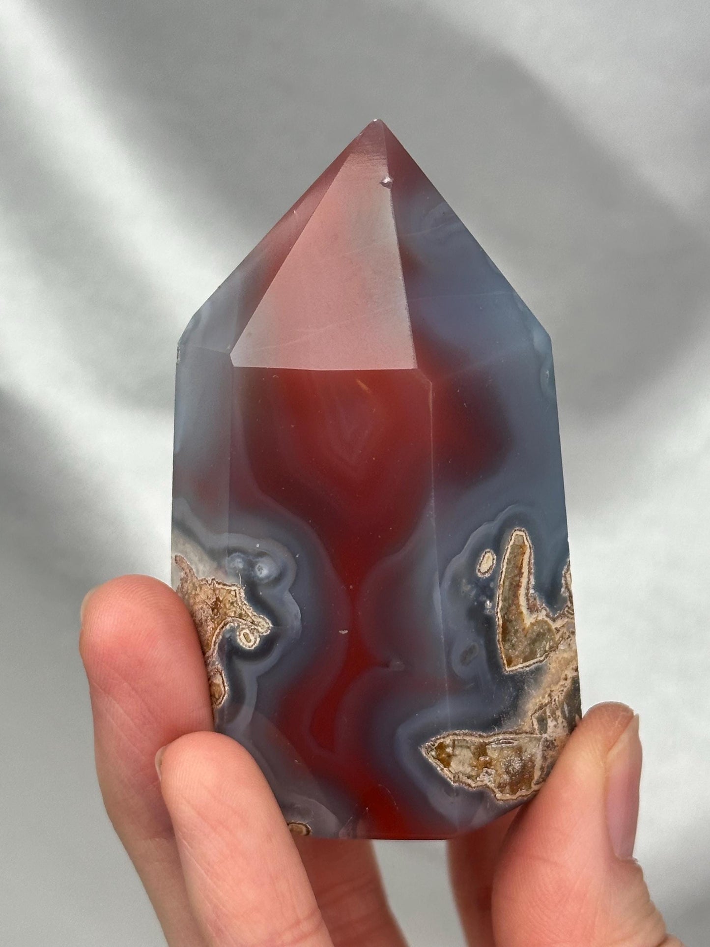 Swazi Agate Tower | Natural Banded Agate Crystal Point | Polished Standing Mineral Specimen for Collectors & Display