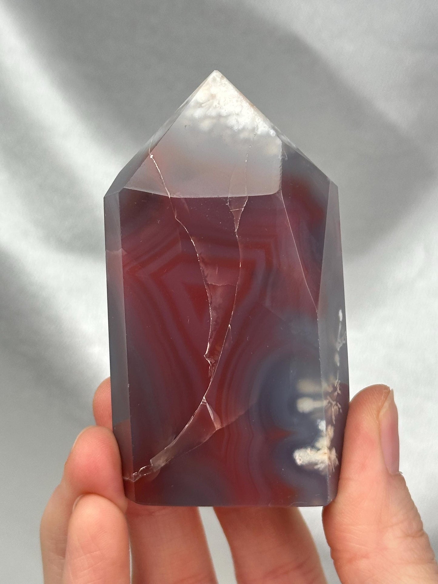 Swazi Agate Tower | Natural Banded Agate Crystal Point | Polished Standing Mineral Specimen for Collectors & Display