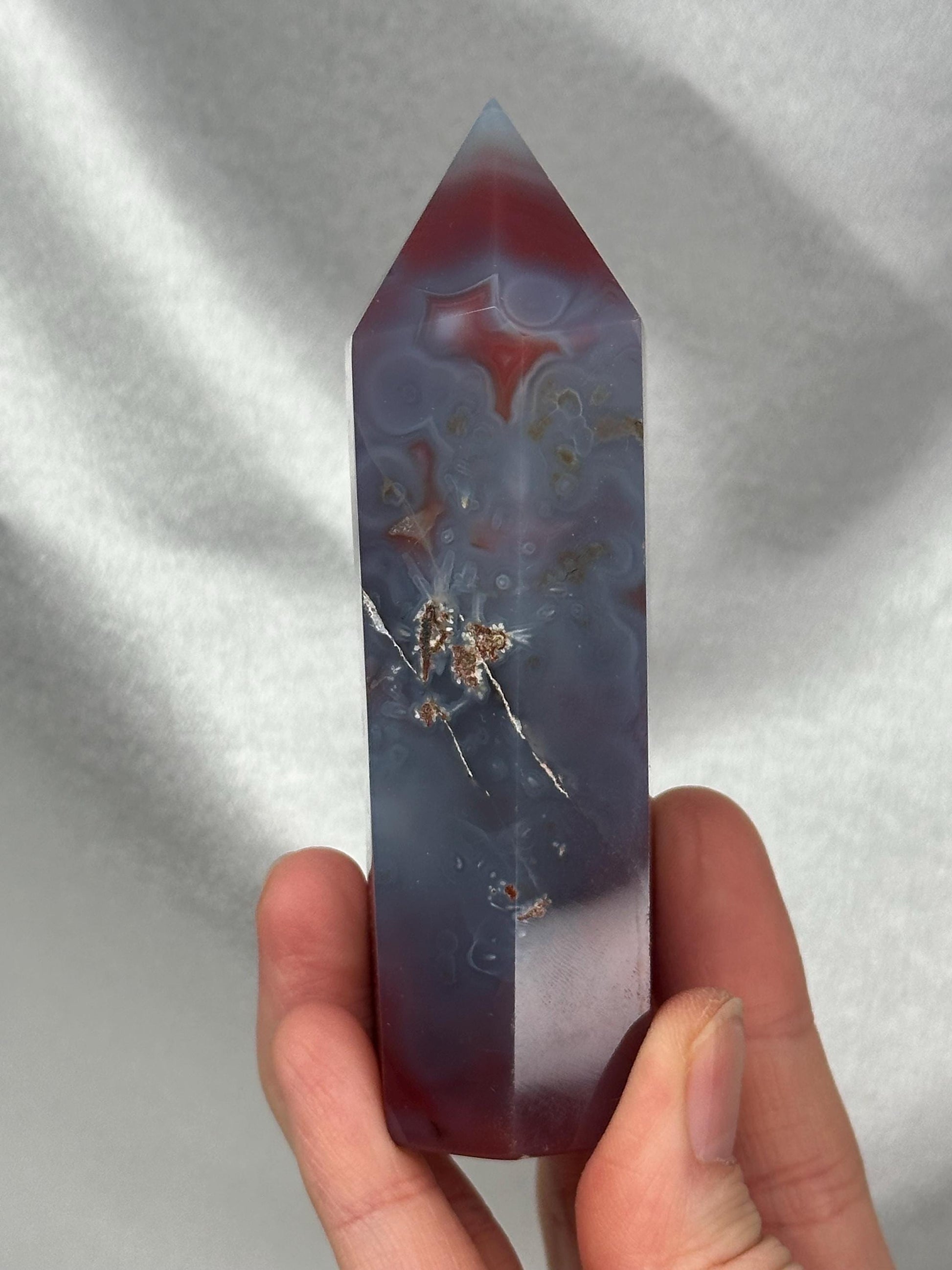 Swazi Agate Tower | Natural Banded Agate Crystal Point | Polished Standing Mineral Specimen for Collectors & Display