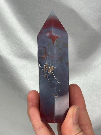 Swazi Agate Tower | Natural Banded Agate Crystal Point | Polished Standing Mineral Specimen for Collectors & Display
