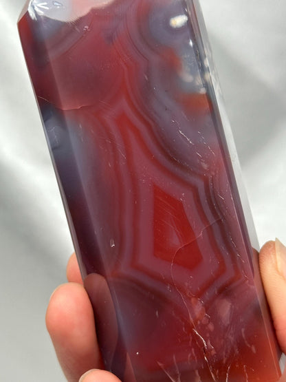 Swazi Agate Tower | Natural Banded Agate Crystal Point | Polished Standing Mineral Specimen for Collectors & Display