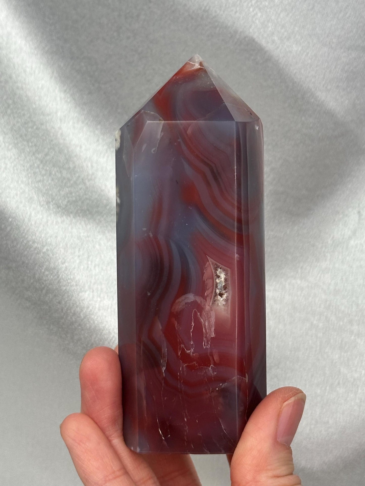 Swazi Agate Tower | Natural Banded Agate Crystal Point | Polished Standing Mineral Specimen for Collectors & Display