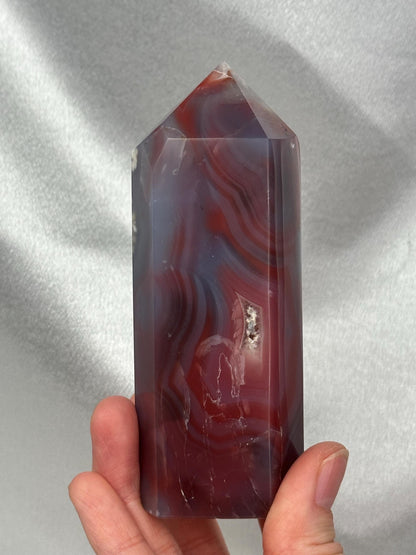 Swazi Agate Tower | Natural Banded Agate Crystal Point | Polished Standing Mineral Specimen for Collectors & Display
