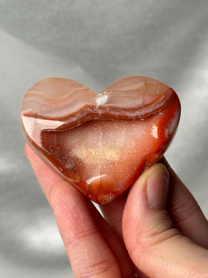 Druzy Carnelian Heart - YOU PICK! | Natural Orange Crystal Heart with Druzy Pocket | Polished Stone Heart Mineral Specimen for Display