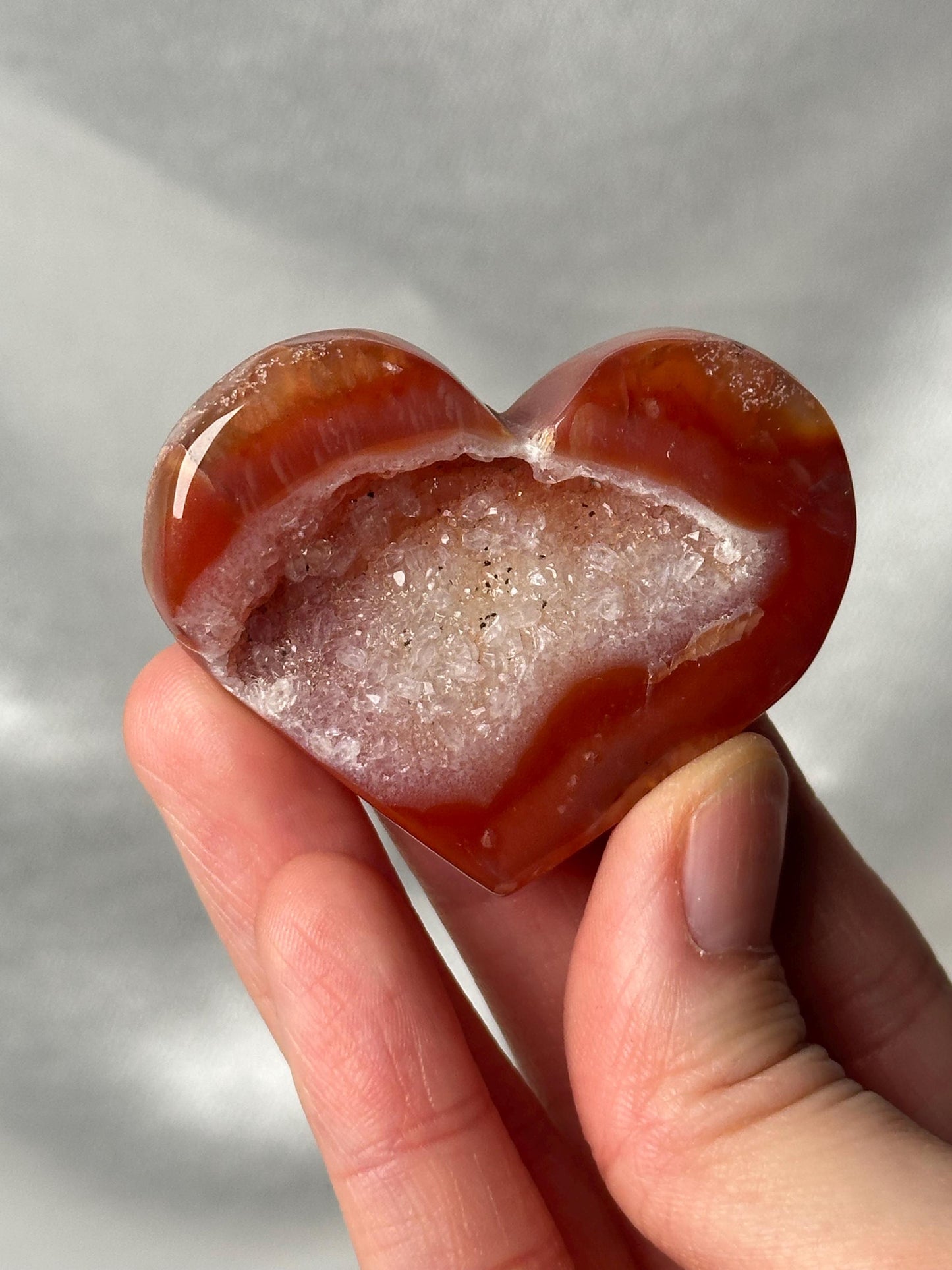 Druzy Carnelian Heart - YOU PICK! | Natural Orange Crystal Heart with Druzy Pocket | Polished Stone Heart Mineral Specimen for Display