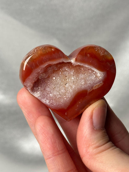 Druzy Carnelian Heart - YOU PICK! | Natural Orange Crystal Heart with Druzy Pocket | Polished Stone Heart Mineral Specimen for Display