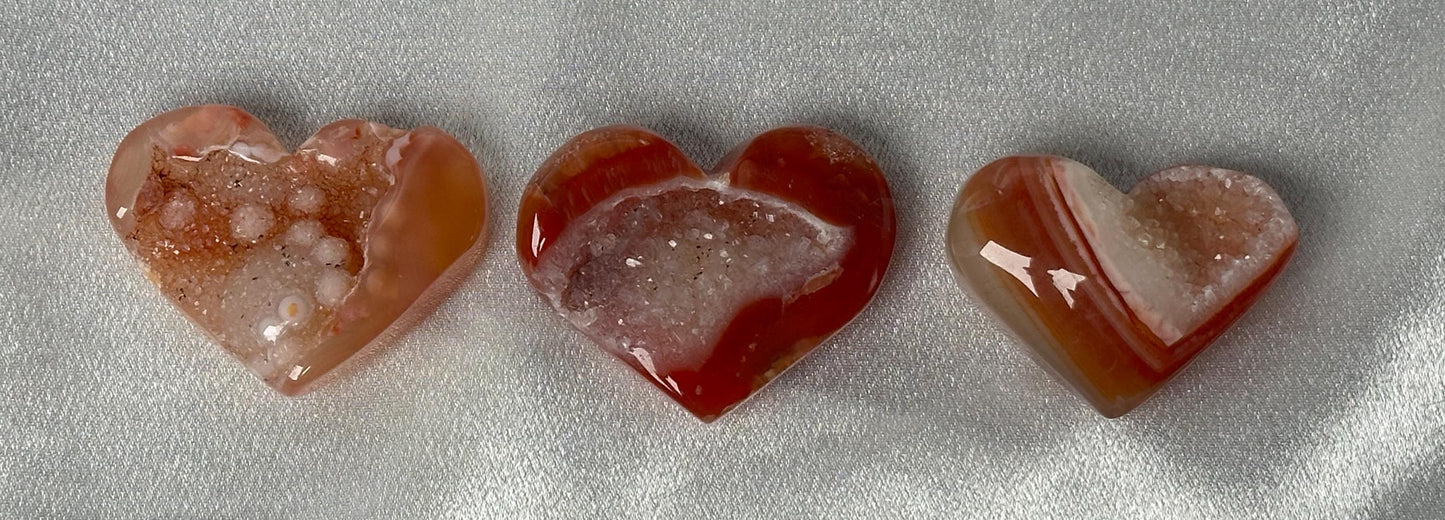 Druzy Carnelian Heart - YOU PICK! | Natural Orange Crystal Heart with Druzy Pocket | Polished Stone Heart Mineral Specimen for Display