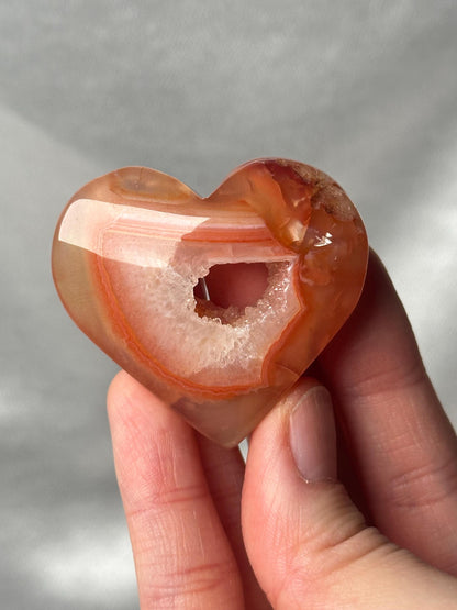 Druzy Carnelian Heart - YOU PICK! | Natural Orange Crystal Heart with Druzy Pocket | Polished Stone Heart Mineral Specimen for Display