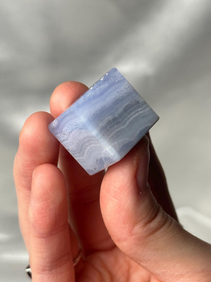 Mini Blue Lace Agate Floating Cube | Natural Blue Lace Agate Crystal Cube | Polished Mini Mineral Specimen for Collectors & Display