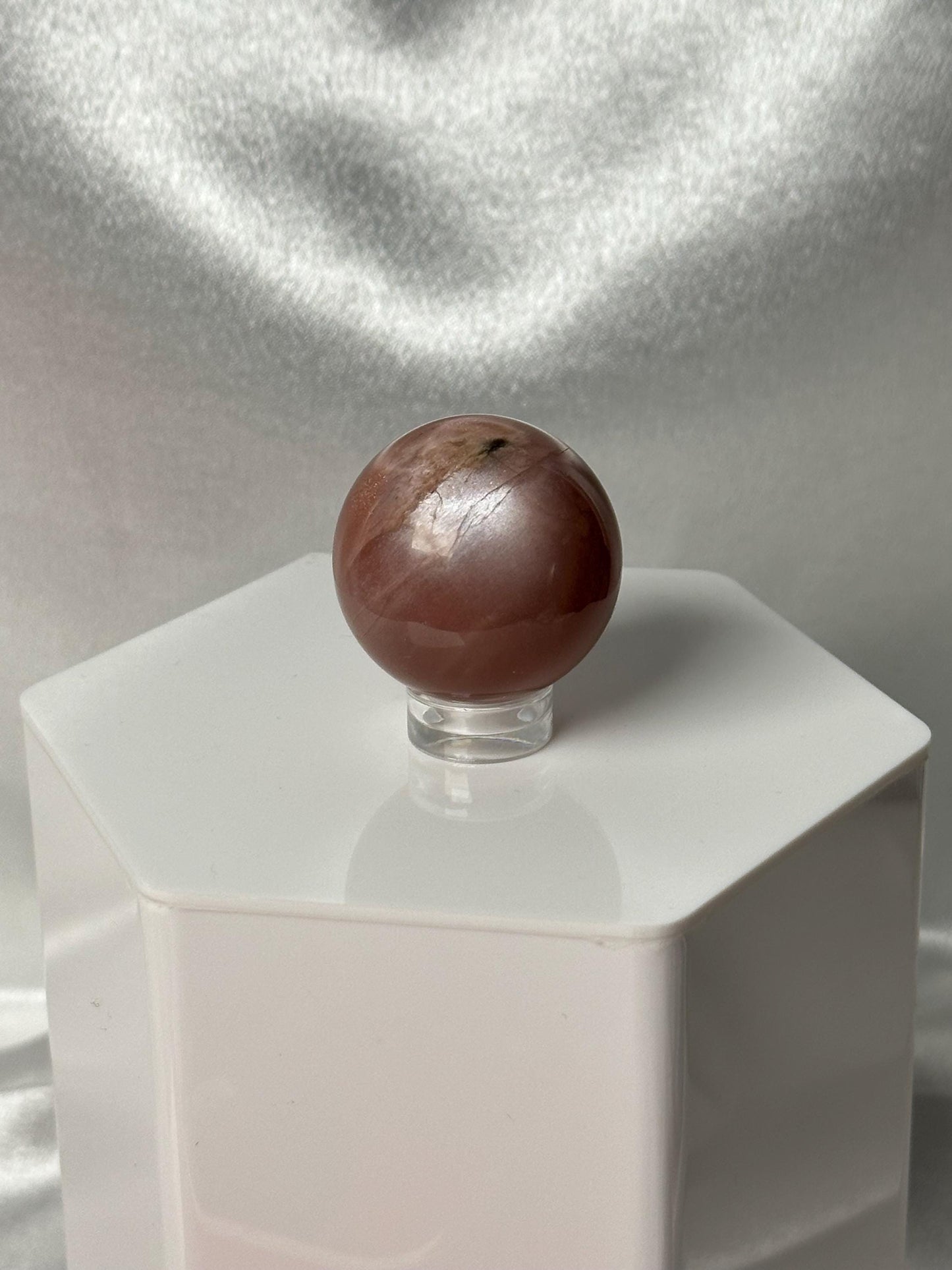 Sunstone with Moonstone Crystal Sphere | Polished Natural Stone Ball | Unique Dual Mineral Display Specimen Orb