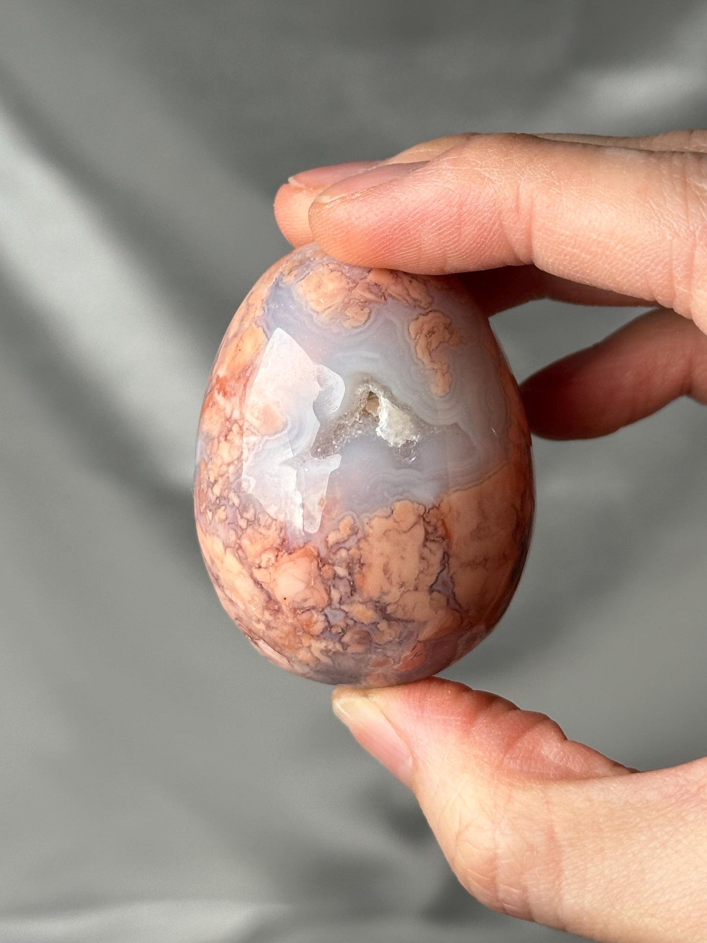 Cotton Candy Agate Egg | Natural Pink Agate Crystal Egg | Polished Agate Mineral Specimen for Collectors & Display