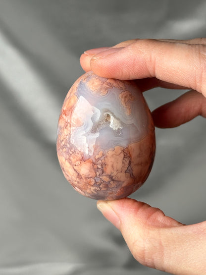 Cotton Candy Agate Egg | Natural Pink Agate Crystal Egg | Polished Agate Mineral Specimen for Collectors & Display