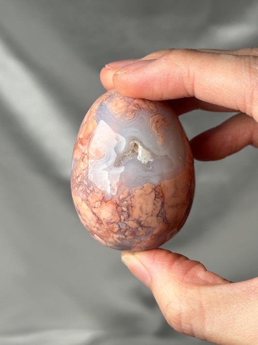 Cotton Candy Agate Egg | Natural Pink Agate Crystal Egg | Polished Agate Mineral Specimen for Collectors & Display