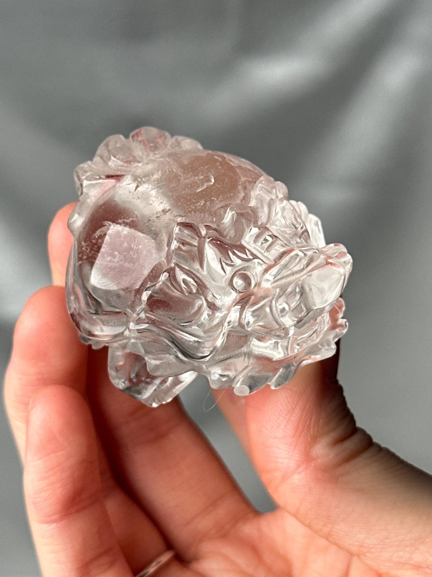 Clear Quartz Lóngguī Carving | Natural Clear Quartz Dragon Turtle Sculpture | Polished Crystal Guardian Figurine for Collectors & Display