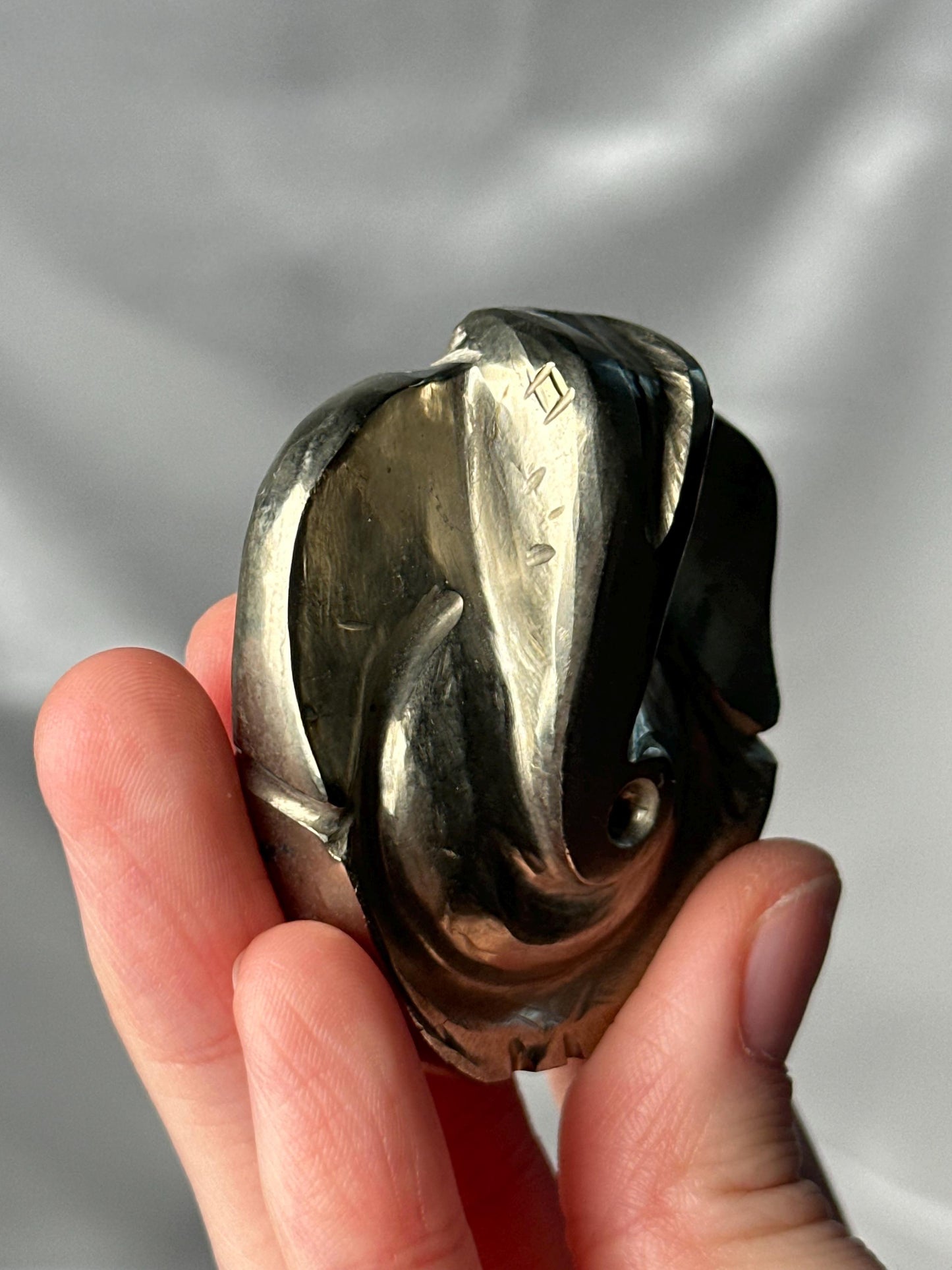 Avant Garde Ganesha Palm Stone Carving | Hand Carved Stone Ganesha Sculpture | Polished Crystal Palm Figurine for Collectors & Display