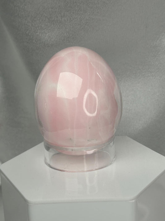 Mangano Calcite Egg | Natural Pink Calcite Crystal Egg | UV Reactive Mineral Specimen for Collectors & Display