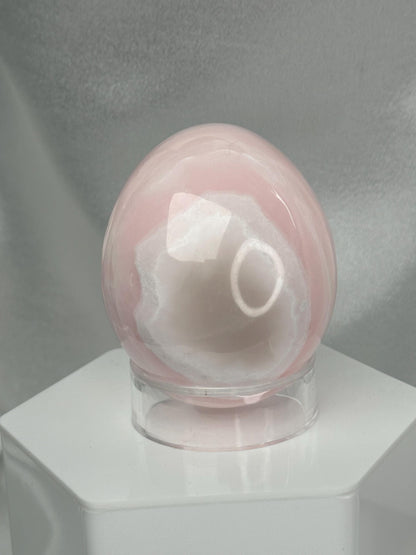 Mangano Calcite Egg | Natural Pink Calcite Crystal Egg | UV Reactive Mineral Specimen for Collectors & Display