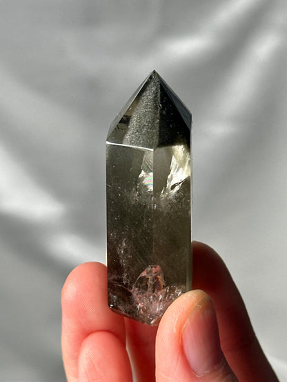 Dark Green Chlorite Garden Quartz Tower | Natural Inclusion Quartz Crystal Point | Polished Standing Mineral Specimen for Collectors