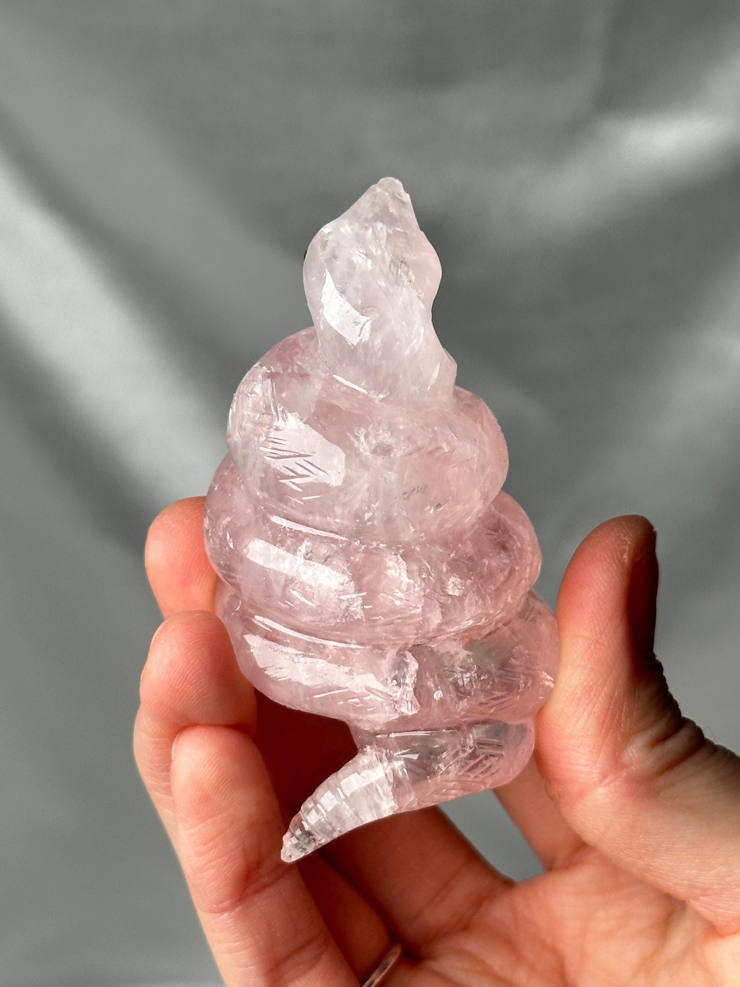 Rose Quartz Snake Carving | Repair | Natural Pink Quartz Crystal Serpent Sculpture | Polished Stone Animal Figurine for Collectors & Display