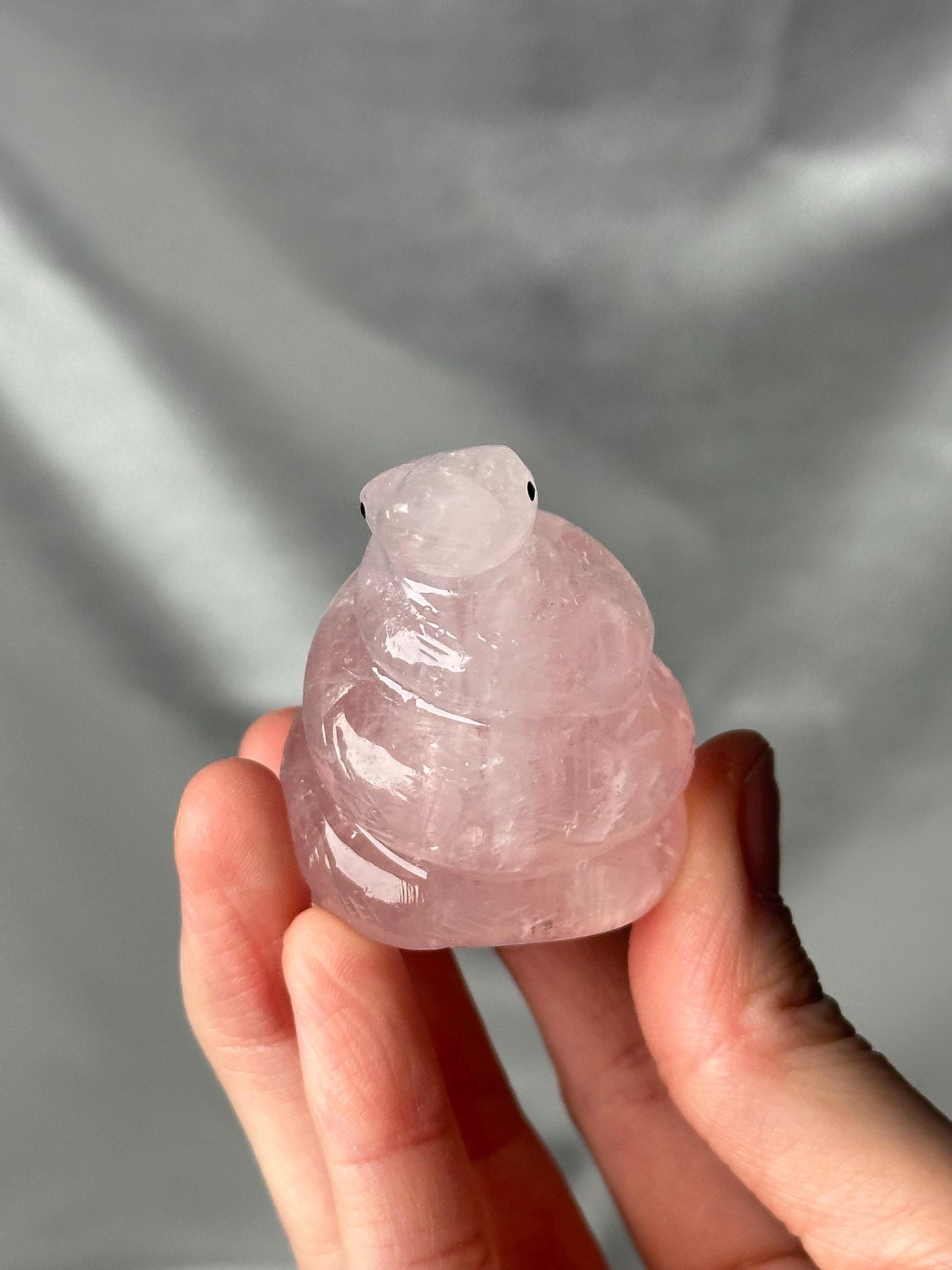 Rose Quartz Snake Carving | Repair | Natural Pink Quartz Crystal Serpent Sculpture | Polished Stone Animal Figurine for Collectors & Display
