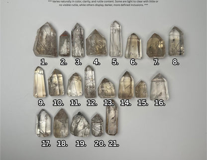 RARE Citrine & Clear Quartz with Rutile – You Pick | Polished Towers | Needle Inclusion Quartz Points | Natural Yellow and Clear Specimens