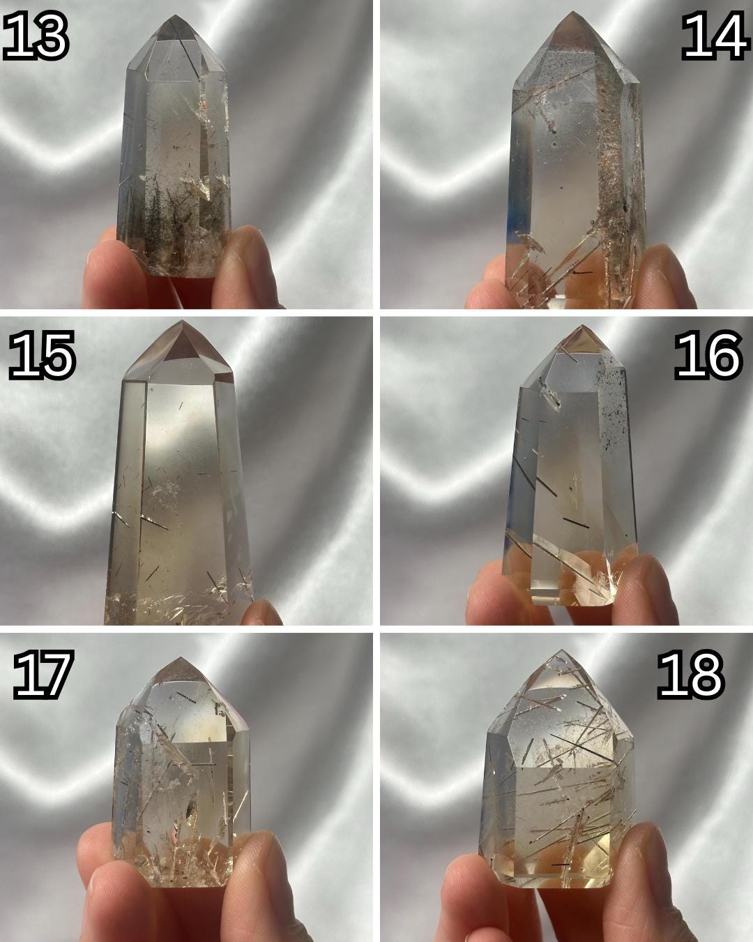 RARE Citrine & Clear Quartz with Rutile – You Pick | Polished Towers | Needle Inclusion Quartz Points | Natural Yellow and Clear Specimens