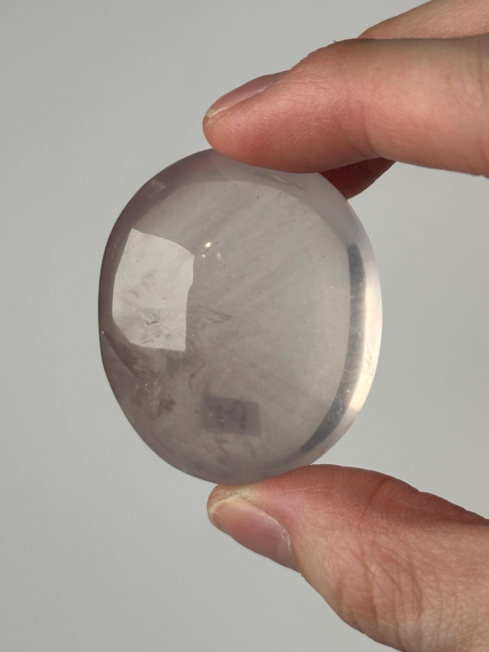 HQ Rose Girasol Quartz Palm Stone with Asterism Star | Natural Pink Quartz Hand Stone | Polished Mineral Specimen for Collectors & Display